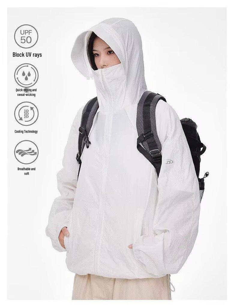 Ретро Хип-Хоп Унисекс Тонкая Куртка с Капюшоном - UPF50+ Быстросохнущая Защита от Солнца