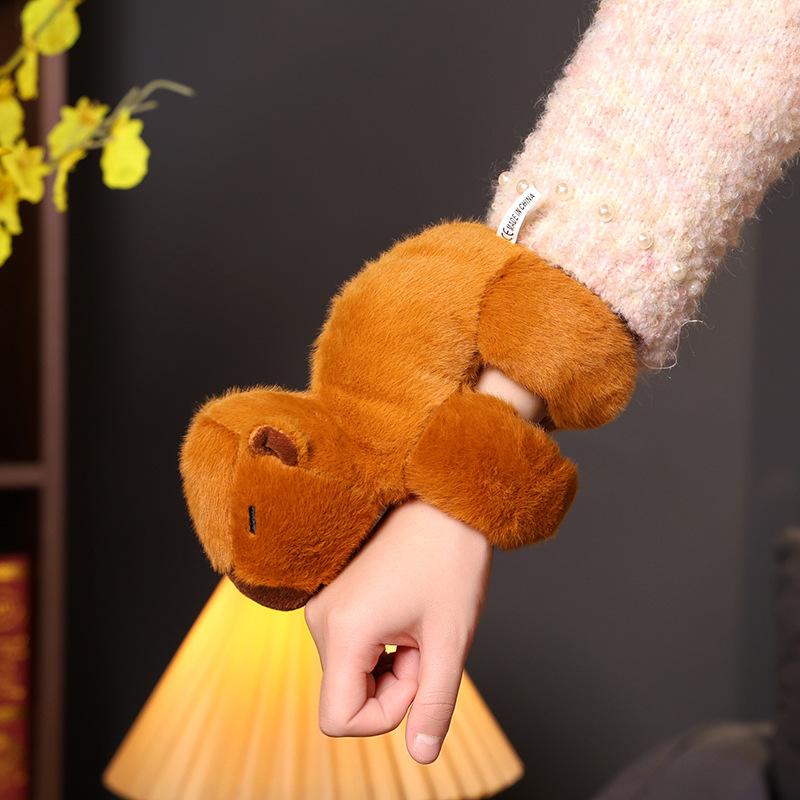 Capybara Clap Circle Toys Slap Snap Wrap Wristband Bracelet Capibara Plush Hand Ring Fun Pop Circles Toy for Kids Girls