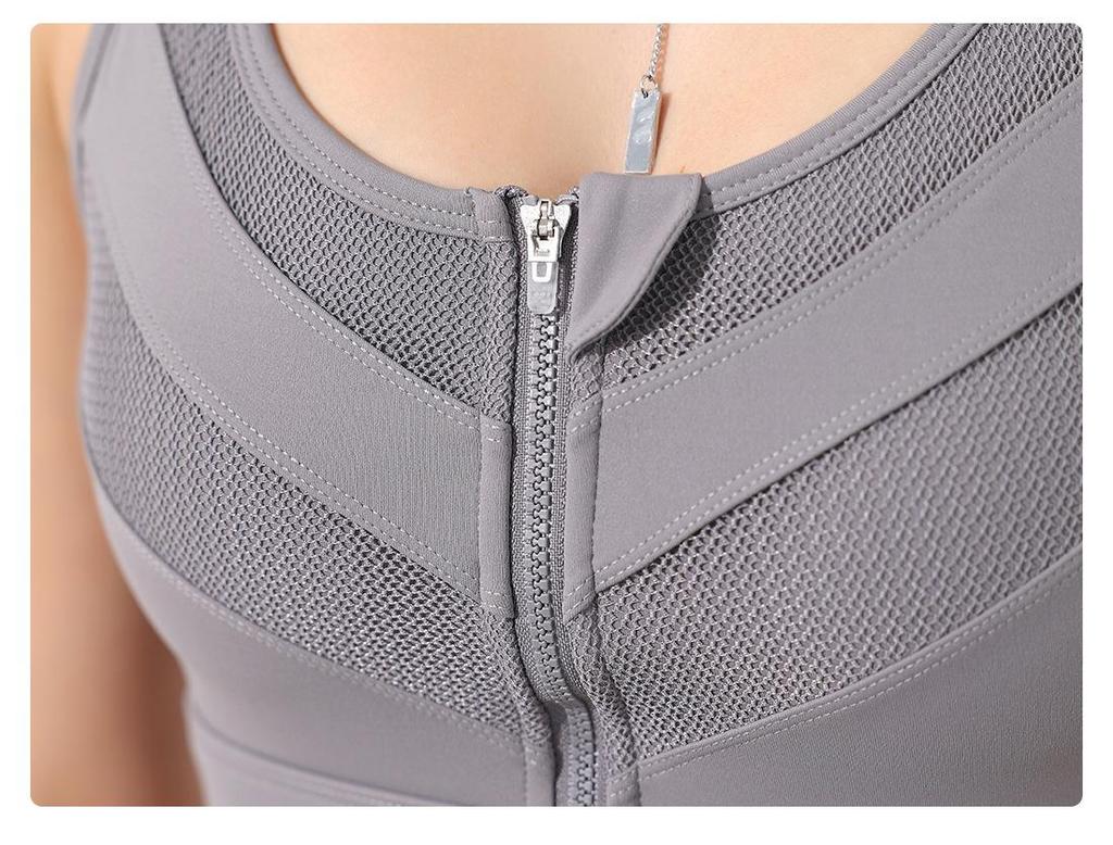 Plus Size Shockproof Sports Bra for High-Intensity Yoga & Running - Women's Front Zipper Fitness Vest