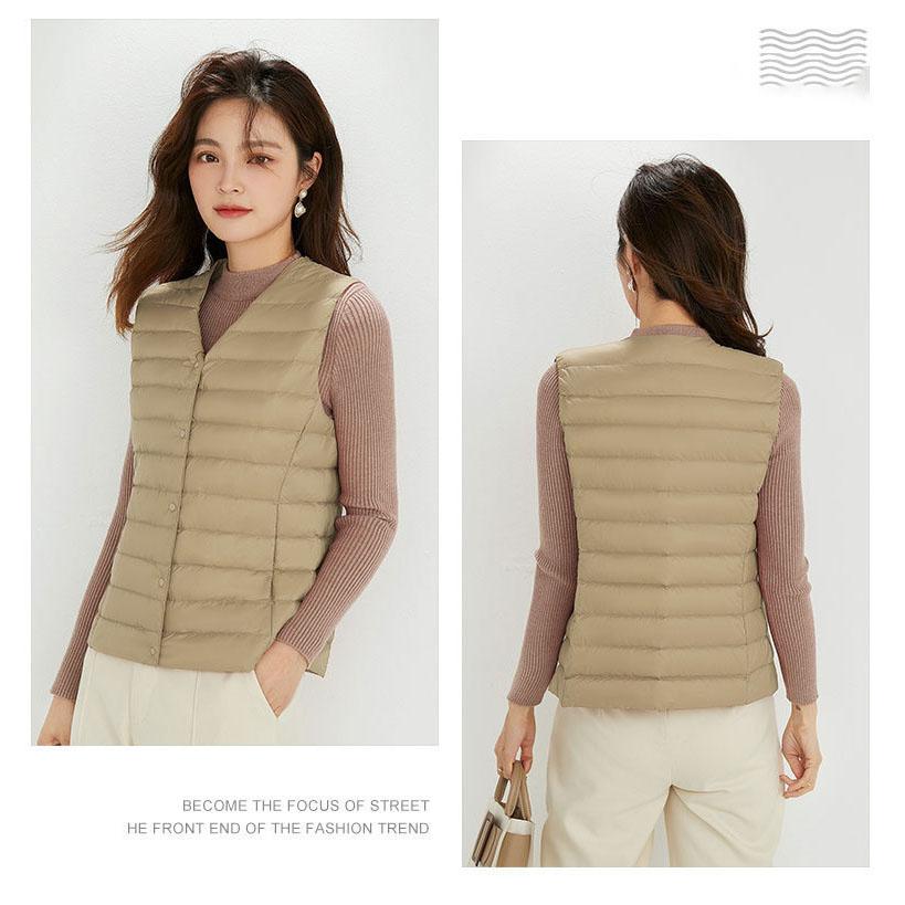 Women Sleeveless Puffer Vest Women's Ultra Light Down Vest Women Two Ways Waistcoat Portable Warm Sleeveless Winter Liner Plus Size
