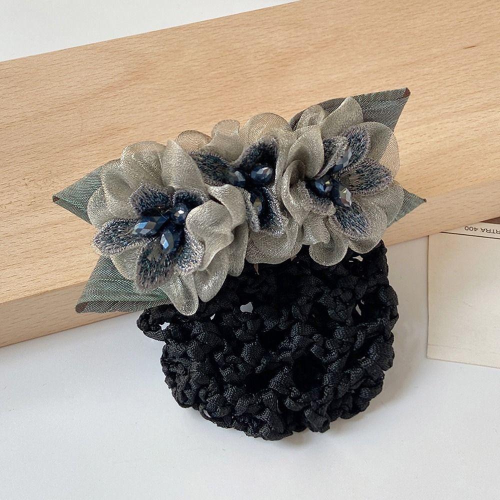 Бантик для волос, чехол для пучка, женские пружинные зажимы, кружевная сетка для волос с цветком, корейский пучок, снуд, заколки для волос, чехол для сетки