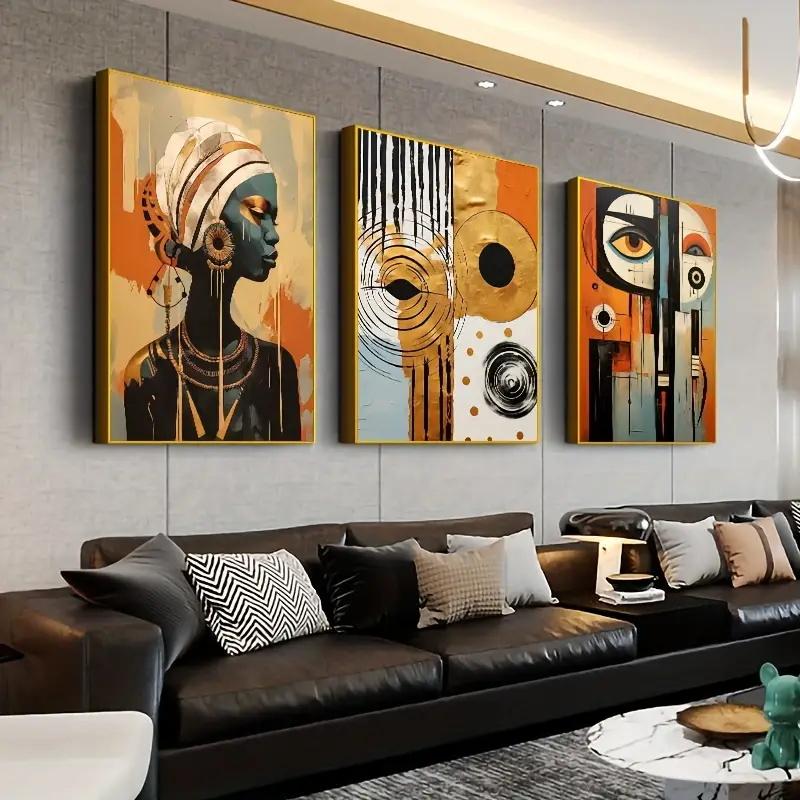 3pcs Abstract Ethnic Posters African Wall Art Set Afro Bohemian Canvas Painting Decor Black Woman Art Bedroom Living Room Decor