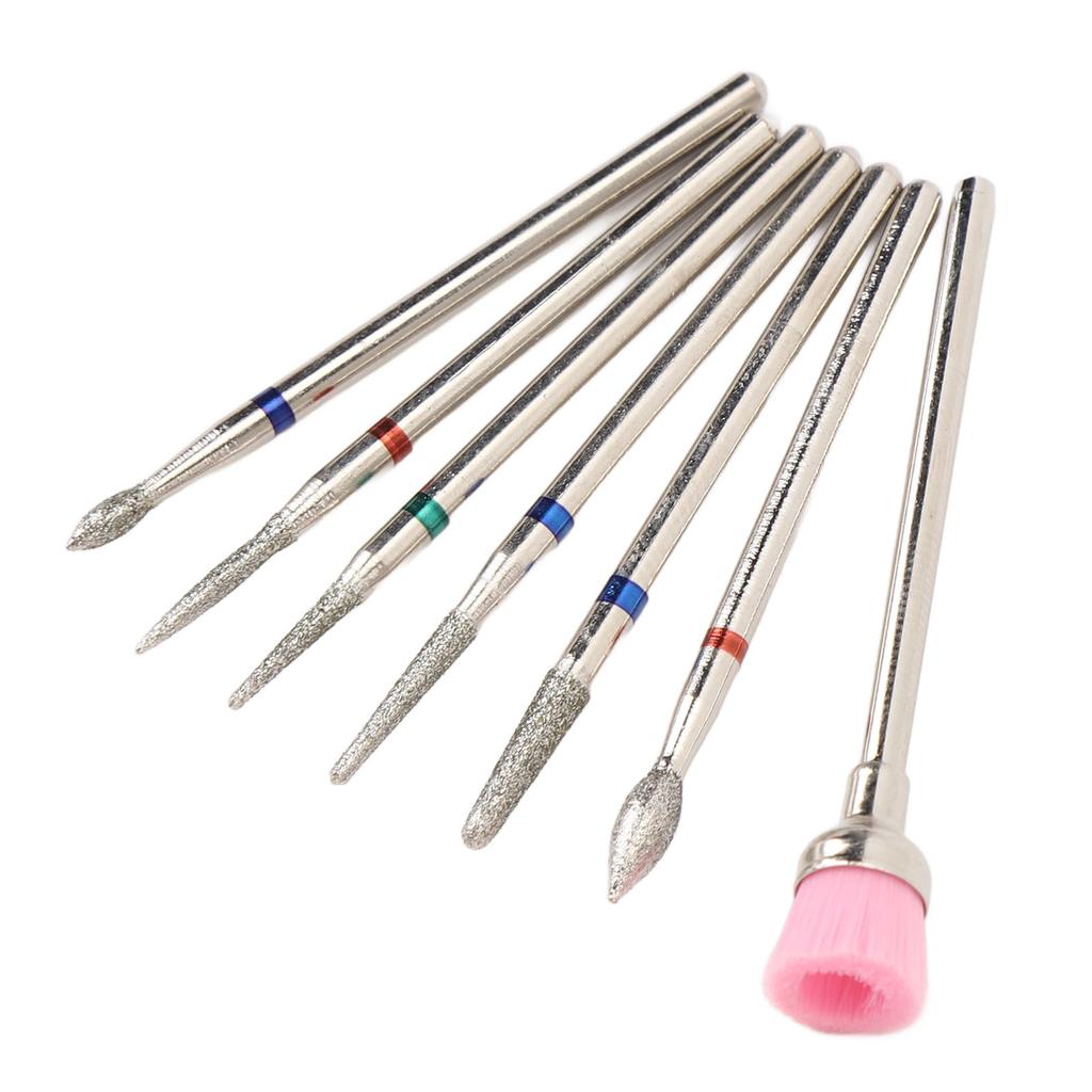 7 шт. Насадки из карбида вольфрама для маникюра, шлифовки ногтей, набор насадок для дрели для ногтей со щеточкой для чистки, прозрачные