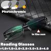 Деловые фотохромные мультифокальные очки для пресбиопии, мужские очки для чтения класса люкс, двойного назначения для дали и близи, с защитой от синего света