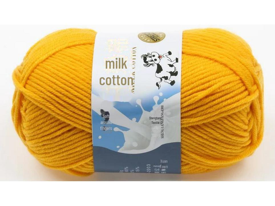 Комплект из 5 нитей детской шерстяной шапки и шарфа из молочной хлопковой пряжи средней толщины, ручная работа