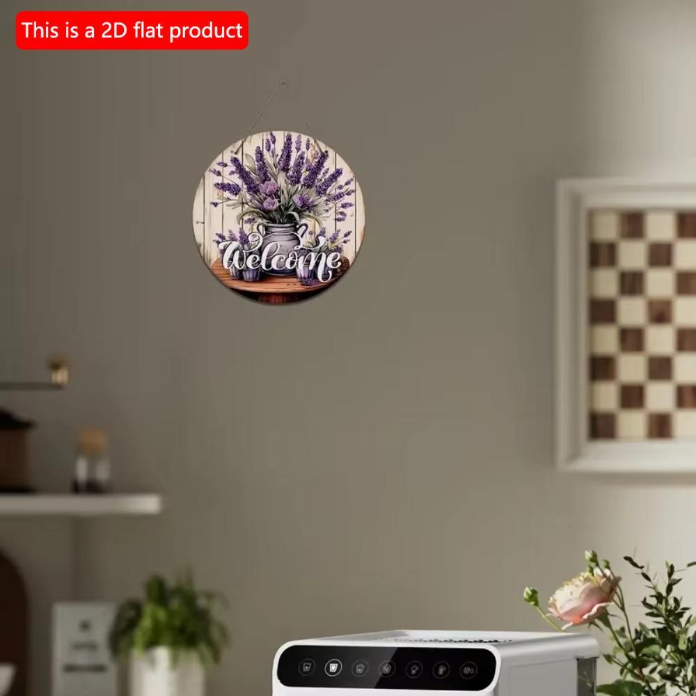 Vintage Welcome Flower Plant Sign, Round Wooden Wreath Sign for Home Room Farmhouse Porch Bar Cafe Wall Decor, Gift for Friends