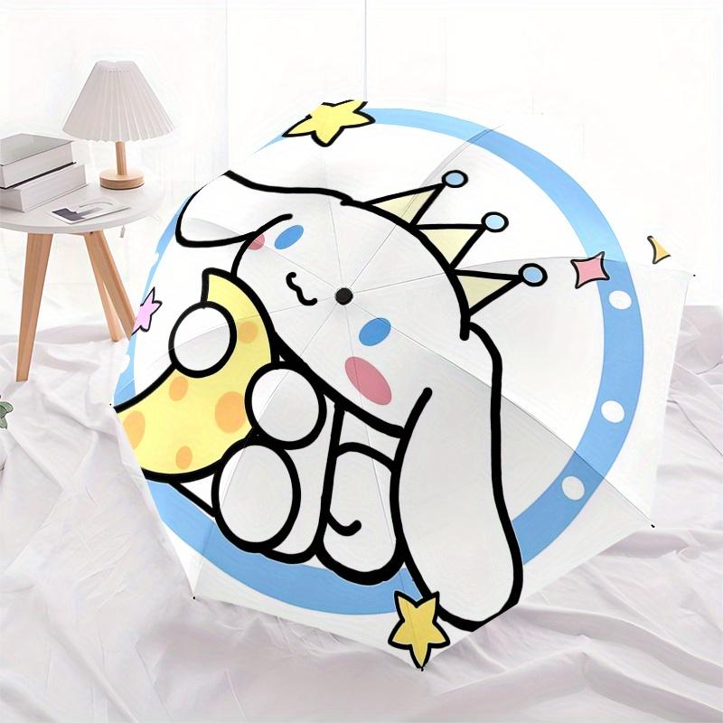 Cinnamoroll, Moon Automatic Open/Close Umbrella Cute Umbrella with Cute Design, Portable 3 Fold Compact Umbrella for Men & Women, Halloween