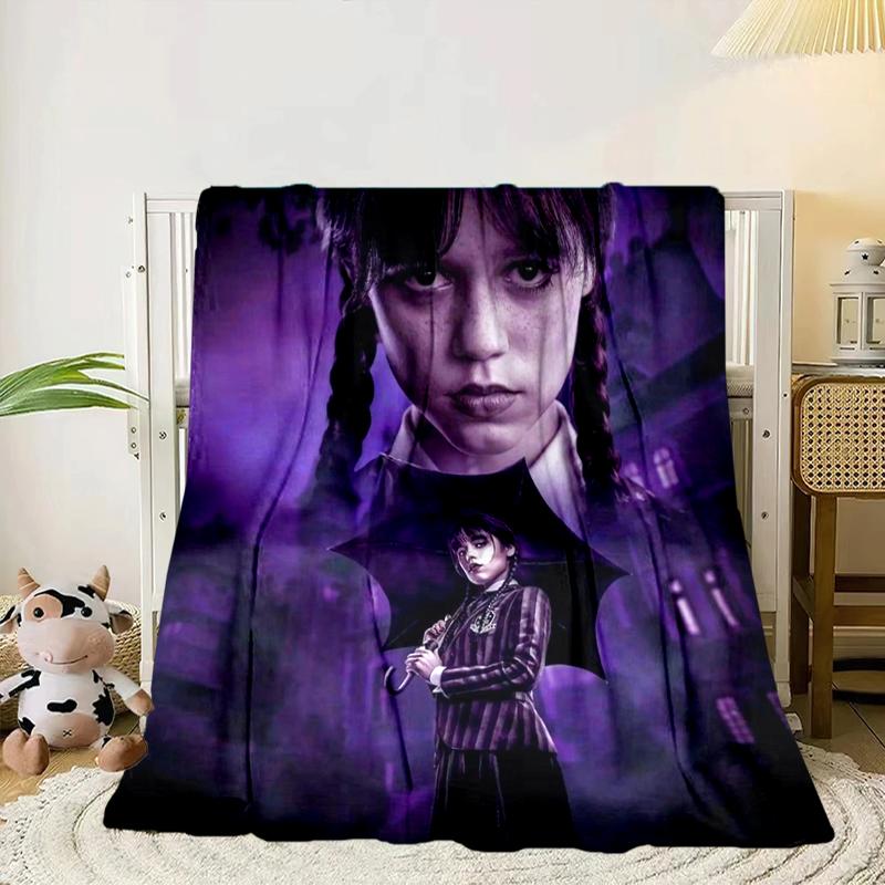 Wednes-day Gothic Blanket Flannel Blanket for bed, sofa, Camping, Hiking, Picnic Essentials, gift for family Fan gifts