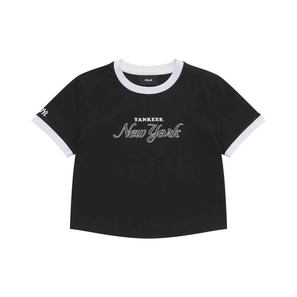 New MLB Preppy Style Collection New York Yankees SS25 T Shirt Women's Black 3FTSV0553-50BKS