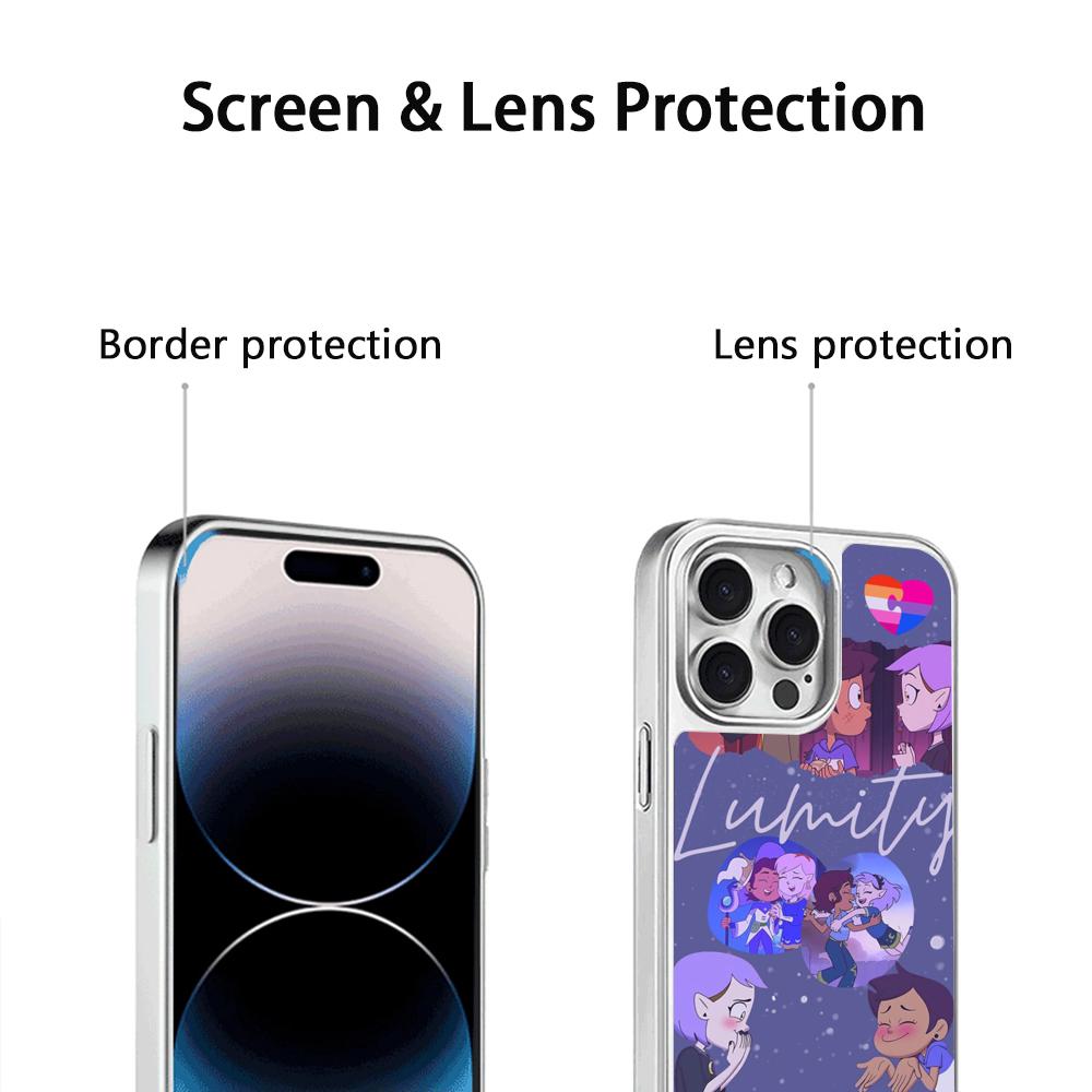 Super Hot The Owl Houses cartoon Phone Case for iPhone 16 15 14 13 12 11 Pro Max Sheepskin Silver-edged protective case
