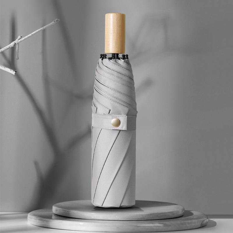 Новый простой зонт от солнца из винила с ручкой из массива дерева, тройной, анти-ультрафиолетовый зонт, реклама