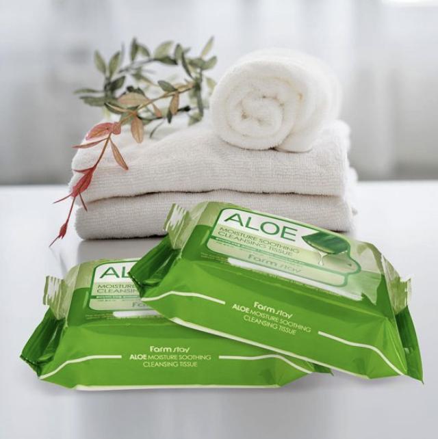 FARM STAY Aloe Moisture Soothing Cleansing Tissue (3 Options)
