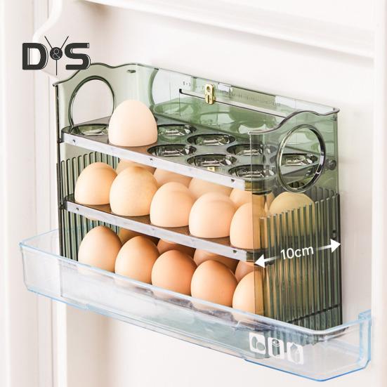 Ящик для хранения яиц с ручкой, большой вместимости, многослойный дизайн, экономящий место, держатель для яиц, органайзер для кухни и холодильника