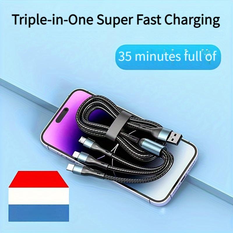 Digital Cables Multi-Charging 3-in-1 Cables Superior Durability, Type C Fast Charging
