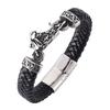 Fashion Men Leather Bracelet Man Steel Motorcycle Charm  Bracelet Buckle Punk Male Jewelry Wrist Band Gifts