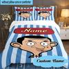 Custom Name 3PCS Mr. Bean's Spotlight Moment Bedding Set Including 1pc Duvet Cover And 2pcs Pillowcases for Bedroom, Dormitory Gift Home Decor