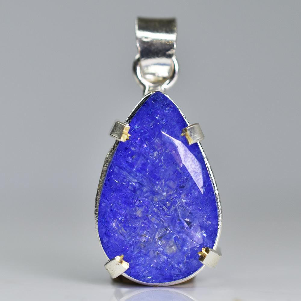 Natural Purple Sapphire Pendant 33 ct 925 Sterling Silver Pear Gems September Birthday Birthstone