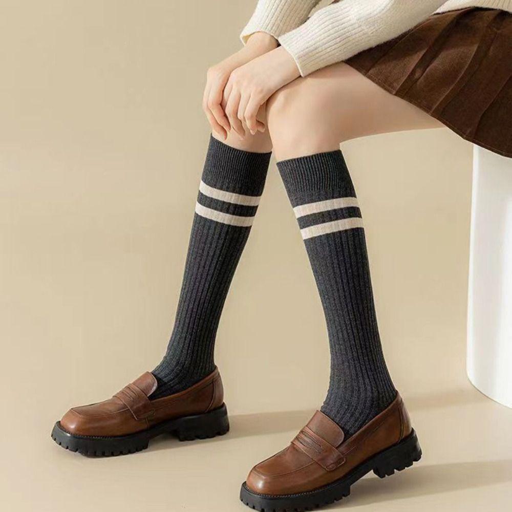 Solid Color Middle Tube Socks JK Women Stockings Elastic Female Hosiery  Ladies