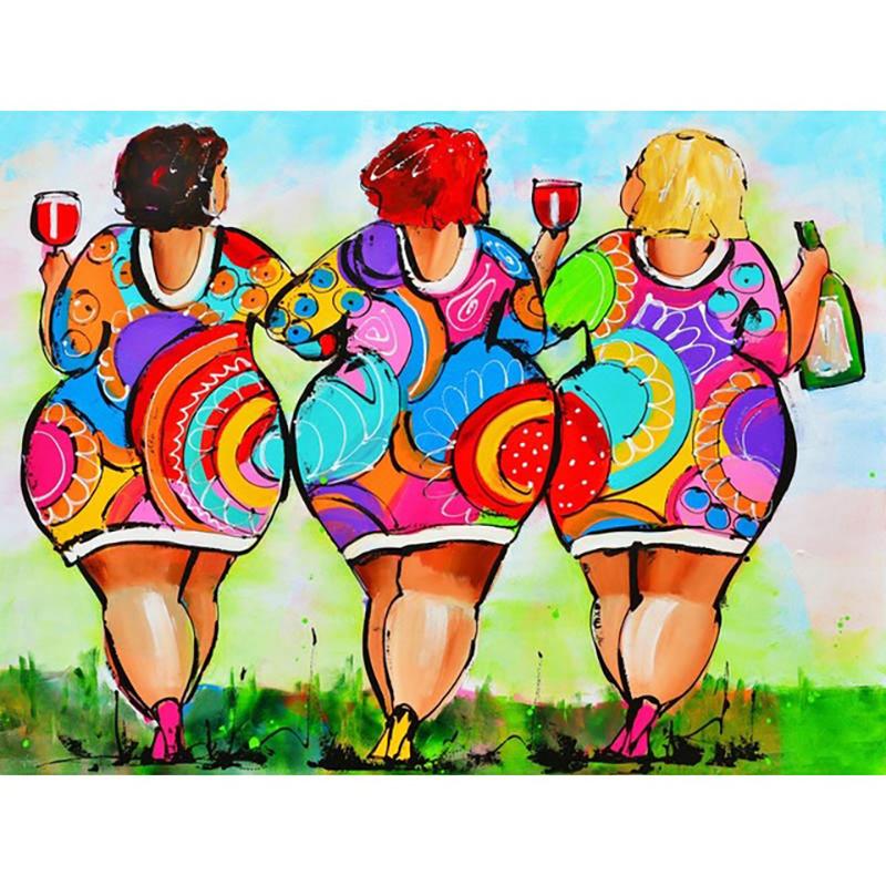 Полный круглый бриллиант 5D DIY сексуальная женская алмазная живопись мультфильм толстая леди Алмазная вышивка крестиком мозаика домашний декор