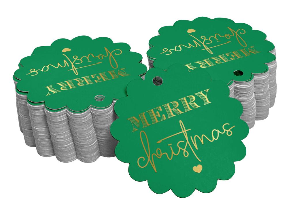 Inkdotpot Real Gold Foil Merry Christmas Tags Favor Hang Paper Tags 100