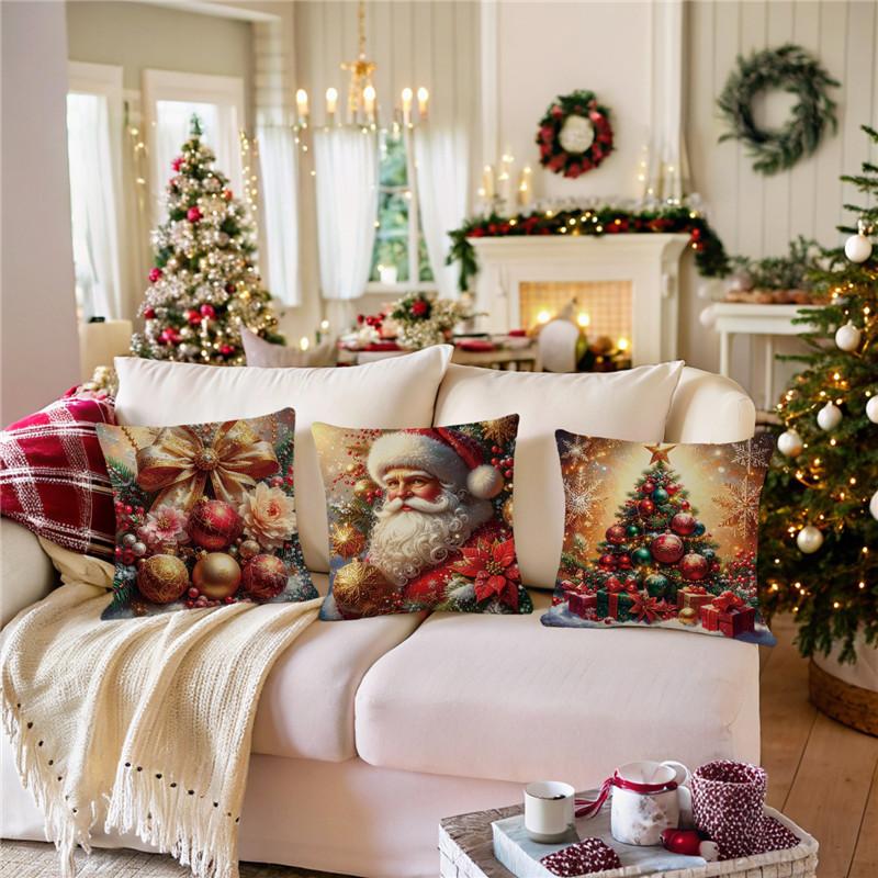High-end Christmas Throw Pillowcase Core-free Polyester Bedside Cushion Printed Sofa Cushion