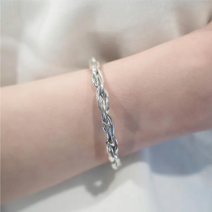 HR 13Bsilver Rope Bangle Bracelet (Silver 925)
