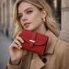 HAZZYS [H-BAR] Красный Кожаный Кошелек для Карт и Монет с Фирменной Полоской