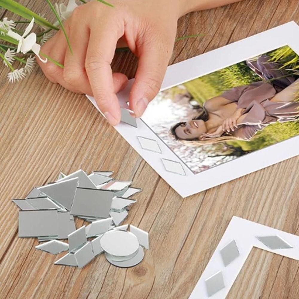 200 ШТ. Разные Формы DIY Зеркальные Наклейки Акриловые Круглые Квадратные Треугольные Зеркальные Плитки Наклейки Клейкая Основа 2,5 см