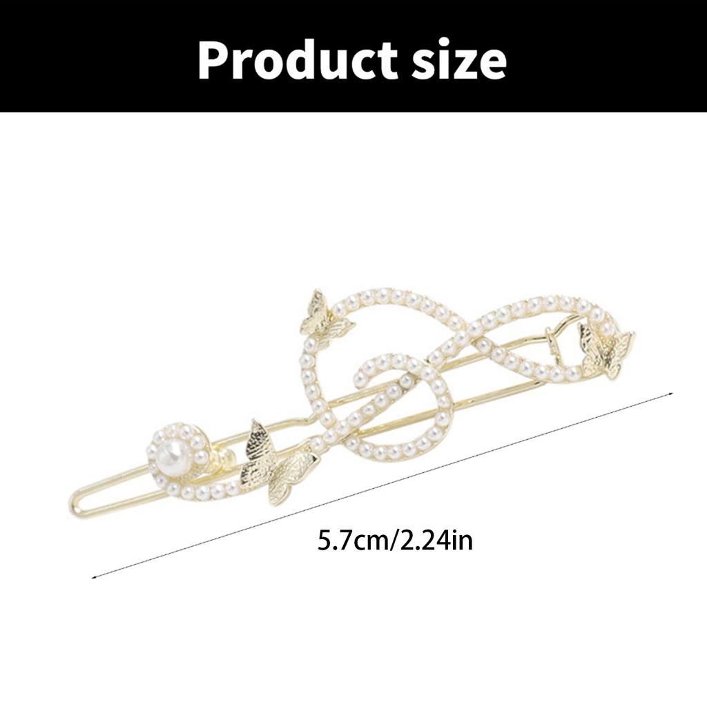 Shining Hairpin Music Note Shape Side Pin for Lady Elegant Bobby Pin Nonslip Hair Clip for Side Bangs Hair Ornament
