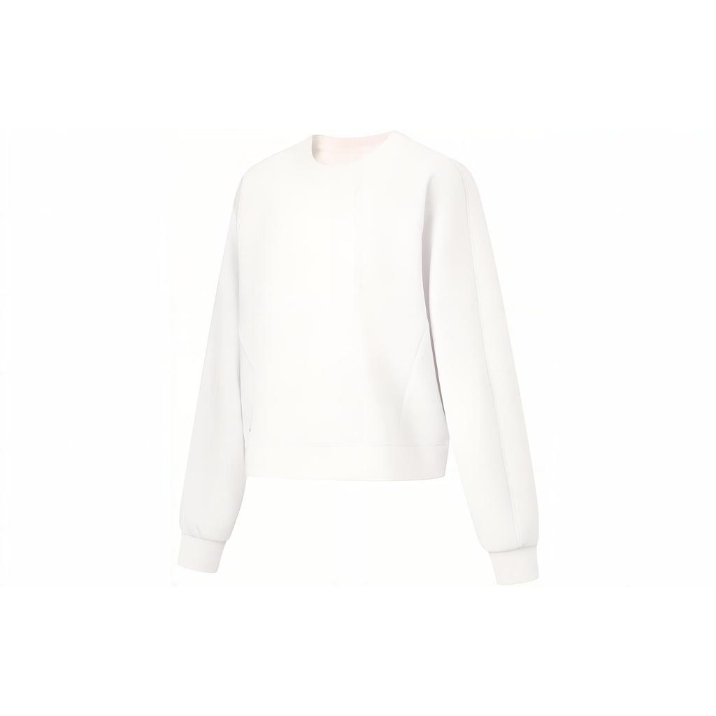 Li Ning Fitness Series Solid Color Crew Neck Sweatshirt Women Sweatshirt White AWDT526-1