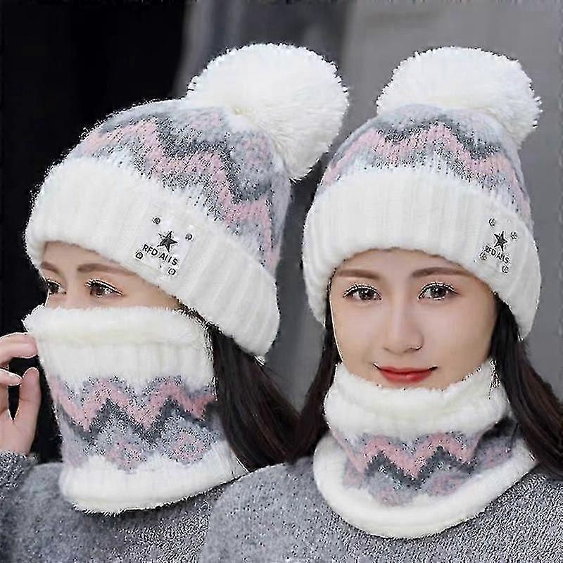 Women's Knitted Hat and Warm Scarf Set, Winter Warm Hat, Thick Wool Scarf, 2025 Women's Winter Hat