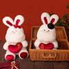 Rabbit Bow Plush Dolls Hat Bunny Stuffed Toy Couple Wedding Decorations Gift