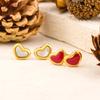 New Red Love Earrings Heart-shaped Gold Stud Earrings Light Luxury High-end Niche Exquisite Earrings