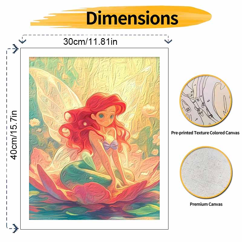 Disney oil painting kit painting art mermaid fairy bedroom wall decoration handmade diy gift