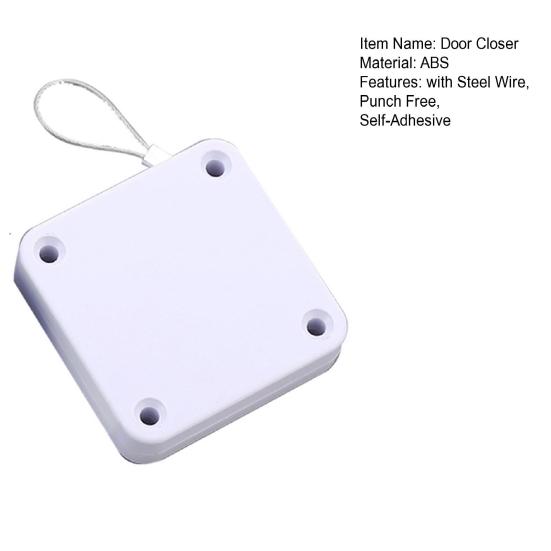 Автоматический дверной доводчик со стальной проволокой, регулируемый, без перфорации, самоклеящийся, настенный, для ванной комнаты