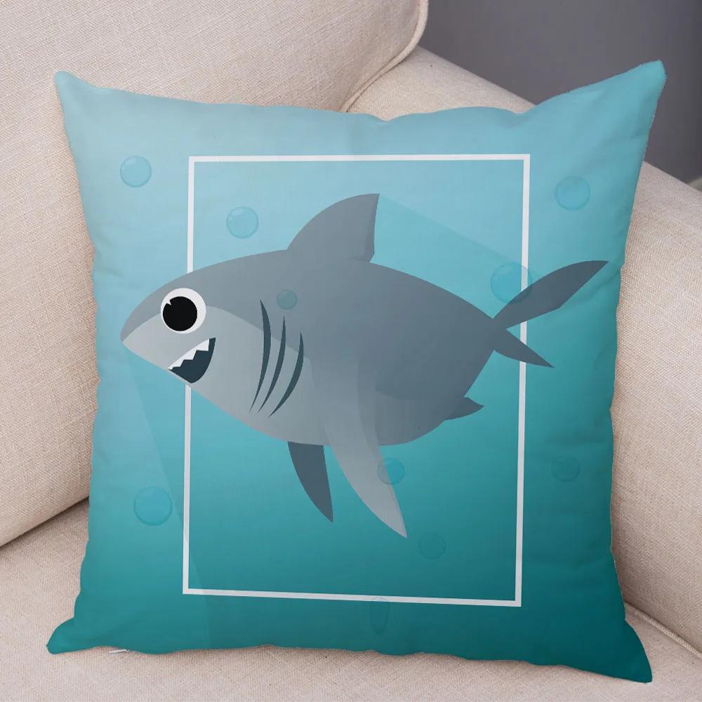 Милый мультяшный животный декор, наволочка, свинья, медведь, корова, акула, диван, наволочка для комнаты, детский сад, дом