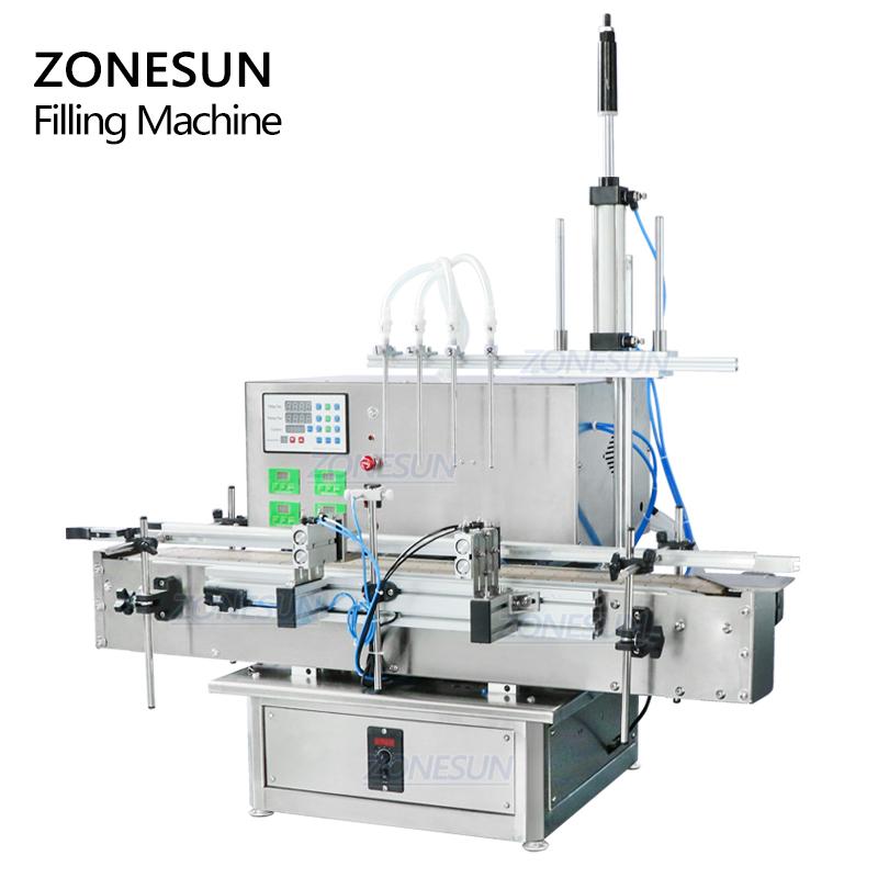ZONESUN ZS-DTPP4D Desktop Automatic Four Diving Nozzles Peristaltic Pump Liquid Filling Machine For Water Juice Foamy