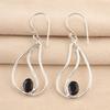 Oval Root Chakra Black Onyx Stone Dangling Earrings Jewelry 925 Sterling Silver EE-139-9