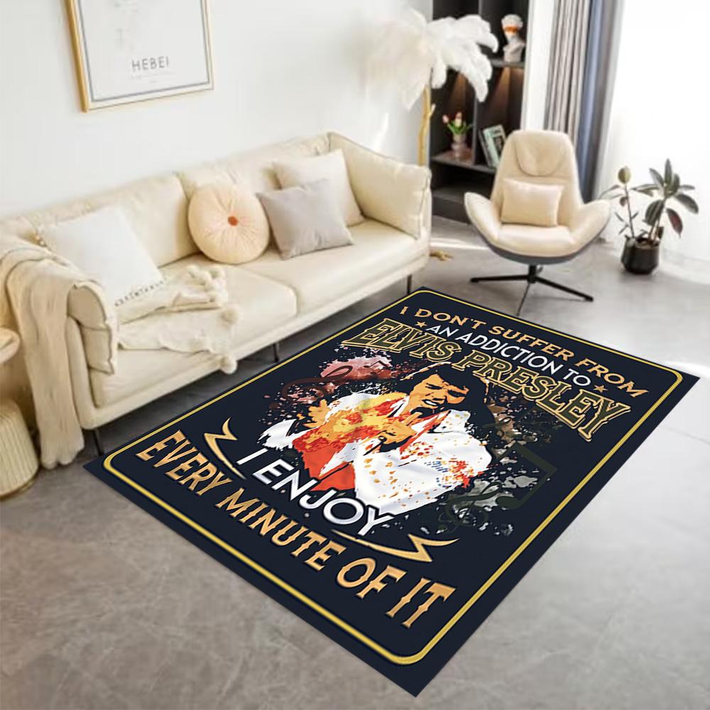 Elvis Presley Fan Quote Area Rug Suitable for Study room Entryway Game Room Playrooms Antislip Carpet Anime Office Decor Birthday/Christmas Gift