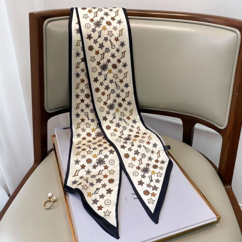 Новый европейский и американский ретро-шелковый шарф с цепочкой для женщин, повязка на голову, шарф на ключицу, длинный шарф-лента, завязывающаяся сумка