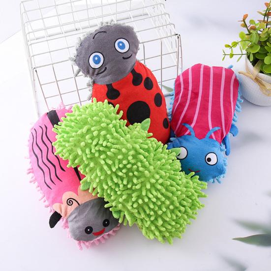 Yousheng Mop Insect Squeaky Plush Dog Toy Ladybug Caterpillar Shape Stuffed Crinkle Puppy Chew Toy for Small Dogs