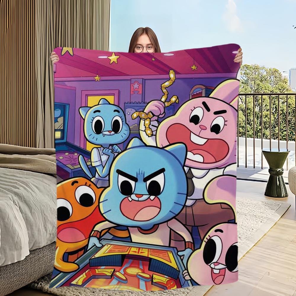Удивительный мир G-Gumball Одеяло Приятный к коже комфорт теплое мягкое плюшевое одеяло подходит для дивана гостиной офиса спальни