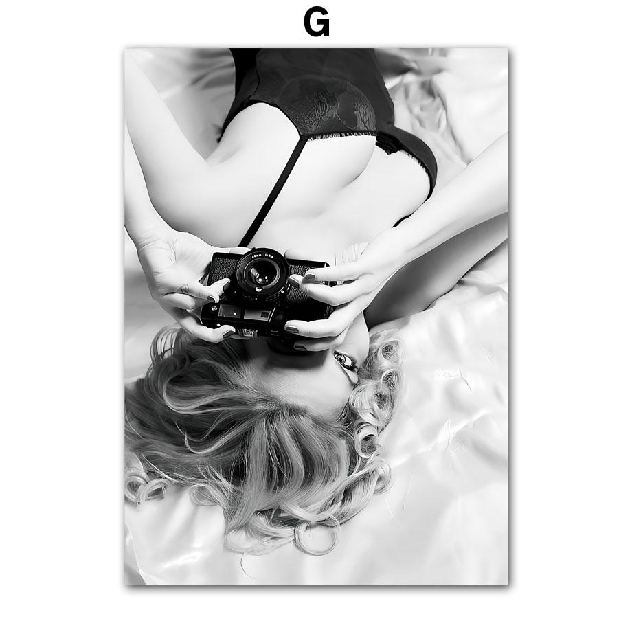 Wall Art Canvas Painting Paris Towel Champagne Fashion Girl Black White Home Decor Posters And Print Living Room Wall Pictures