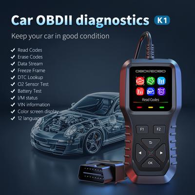 K1 Диагностические инструменты OBD2 Поиск кодов неисправностей Поток данных Тестер автомобильного аккумулятора Сканер датчика O2 Считыватель кодов Сброс кодов Цветной экран