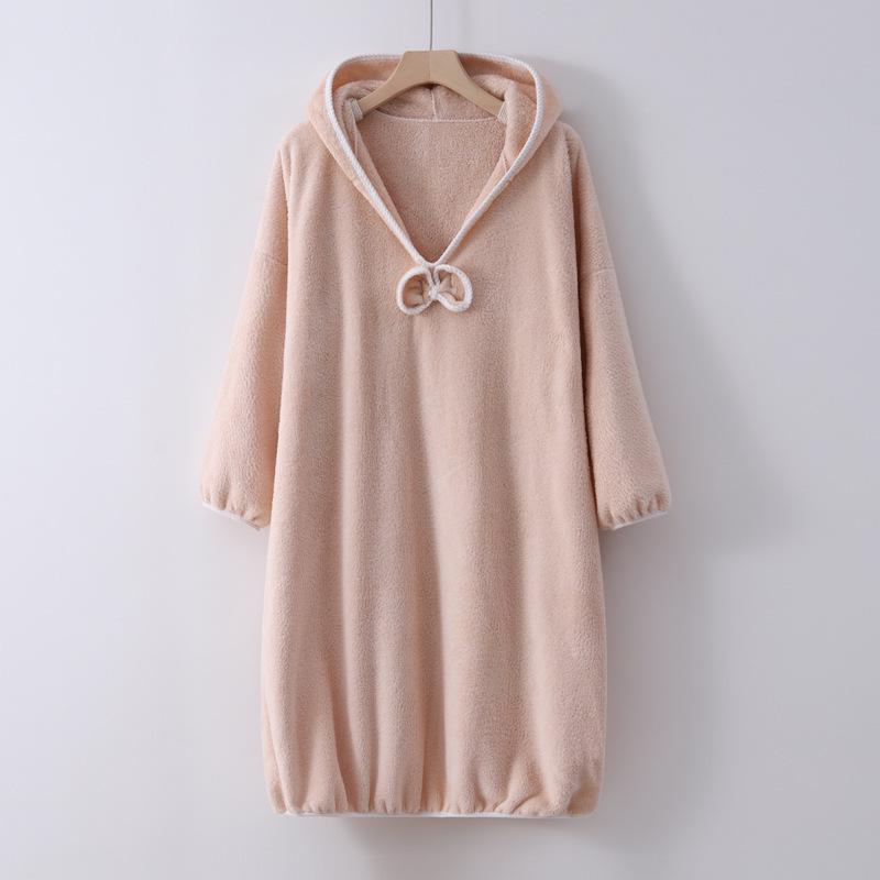 Банный халат с капюшоном и длинными рукавами большого размера - Впитывающий воду и мягкий для взрослых