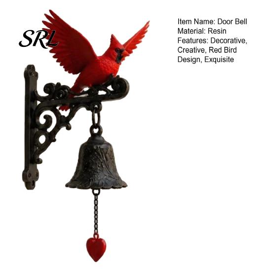 Exquisite Craft Ornament Red Bird Garden Bell, Vintage Style Wall Mounted Outdoor Dinner Unique Home Decor Gift Yard for Porch Patio Entryway