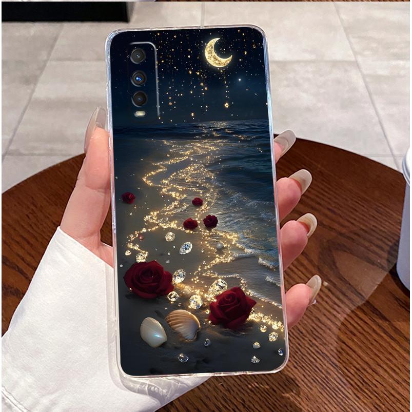 Fashion Black Gold Marble Pattern Phone Case For Vivo Y70s/iQOO U1 Transparent TPU Soft Cover Shockproof Couple Protective Shell