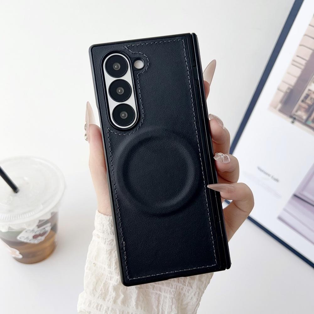 Luxury Leather Matte Shockproof Case for Samsung Galaxy Z Fold 7 6 5 4 3 fold7 Zfold Magnetic Wireless Charging Business Cover