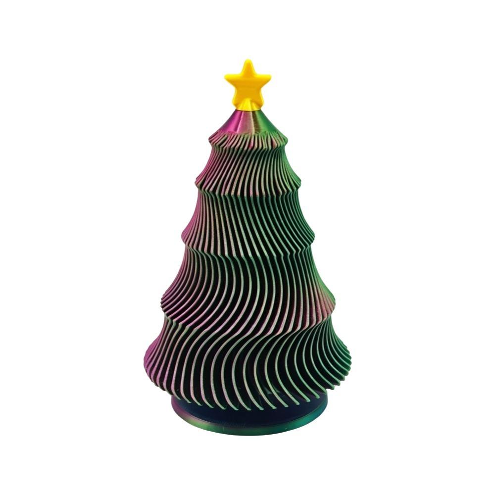 Plastic Rotatable Wave Christmas Tree Colorful Christmas Fidget Toy Office
