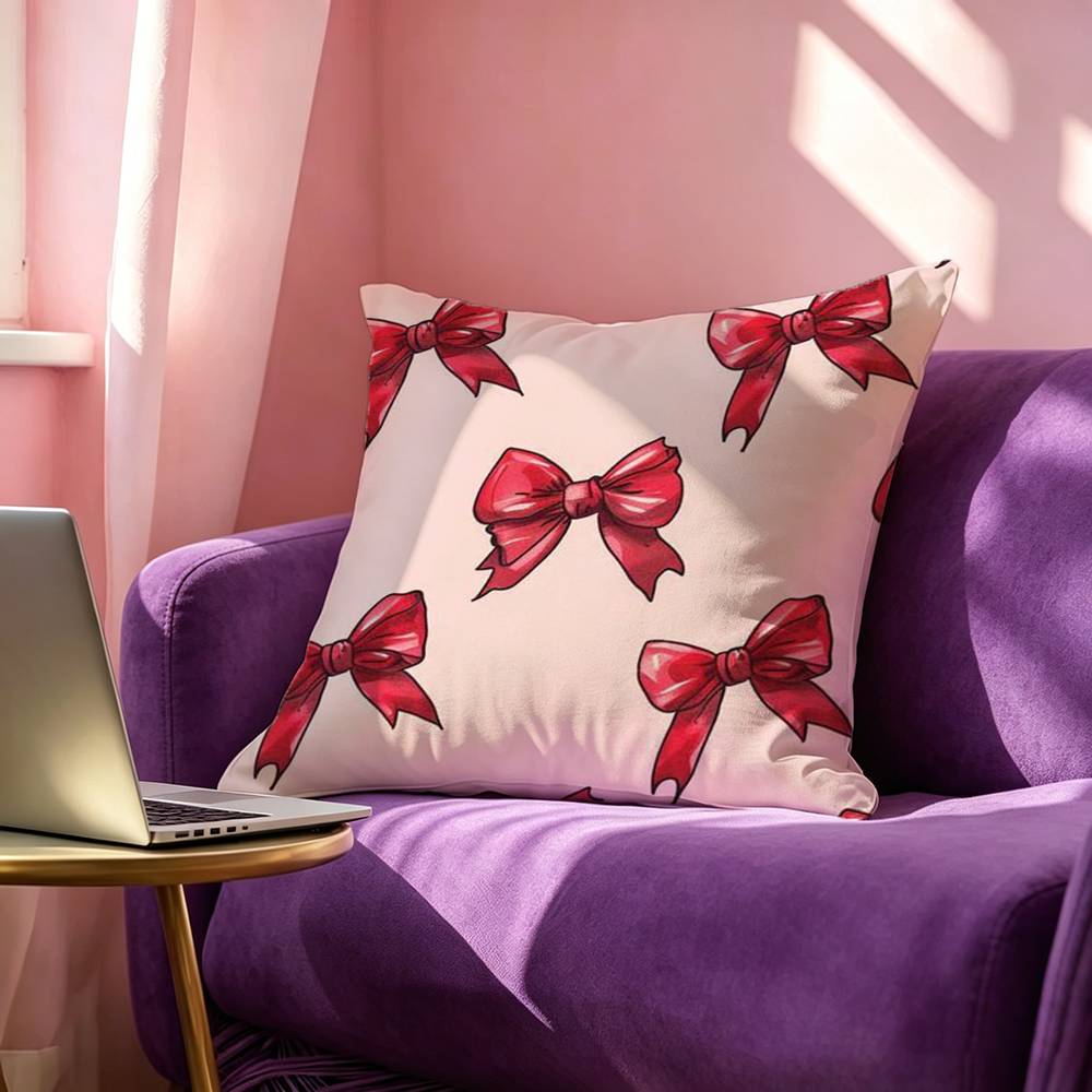 Fashionable bowknot Pillow Case Square Double-Sided Sofa Cushion Cover Bedroom Bedside Pillow
